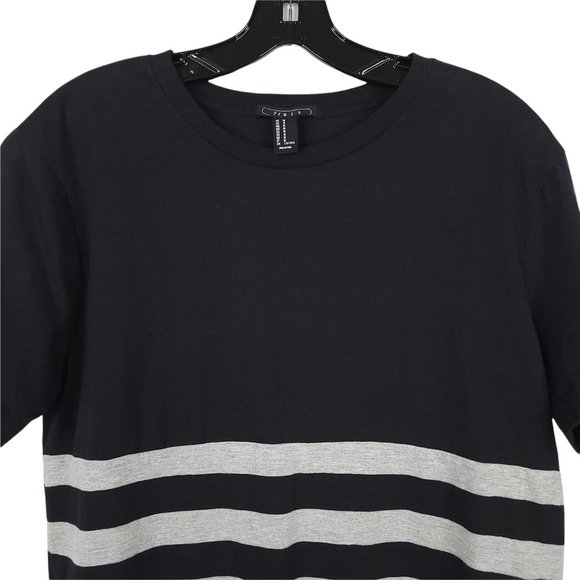 Forever 21 T Shirt Mens Size Medium Black Gray Stripe Crew Neck - Picture 3 of 7